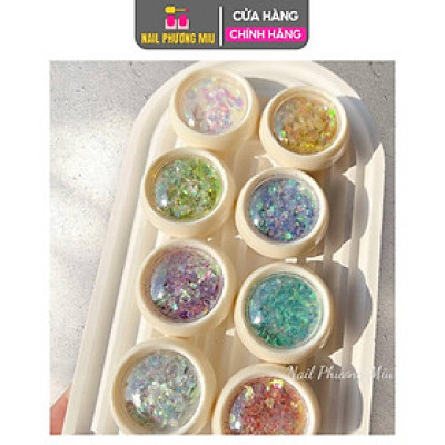 Set Nhũ Kim Tuyến Nail 8 Màu, Nhũ Vảy Cá Trang Trí Móng, Làm Đẹp Móng Tay Chân, Chất Liệu Nhũ Siêu Sáng Làm Nail Sơn Gel dap  gelgom