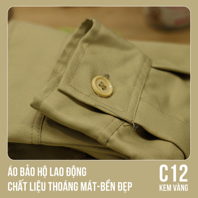 Áo bảo hộ lao động, chất liệu thoáng mát, bền đẹp - Mã C12 (Kem Vàng)