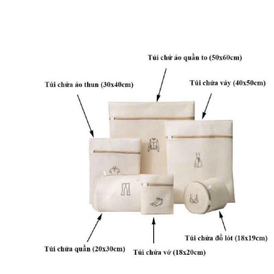 Set 6 Túi Giặt Quần Áo Lưới 3D Siêu Bền, Thoát Nước, Chống Nhăn Cho Máy Giặt - HÀNG CHÍNH HÃNG MINIIN