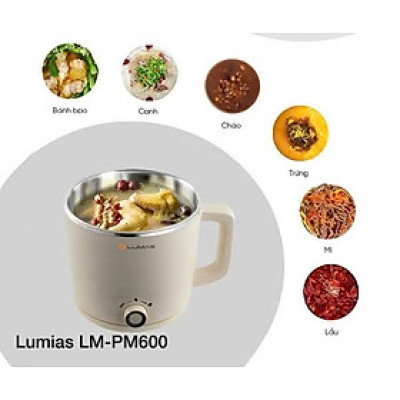 Nồi lẩu điện mini đa năng Lumias LM-PM600 dung tích 1.8L kèm khay hấp Made in Korea Hàng chính hãng