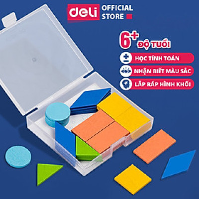 Bộ Đồ Chơi Lắp Ghép Hình Học Gỗ Cho Bé Deli - Luyện Tập Tư Duy Ghép Hình Tính Toán Màu Sắc - Đồ Chơi Sáng Tạo Thông Minh