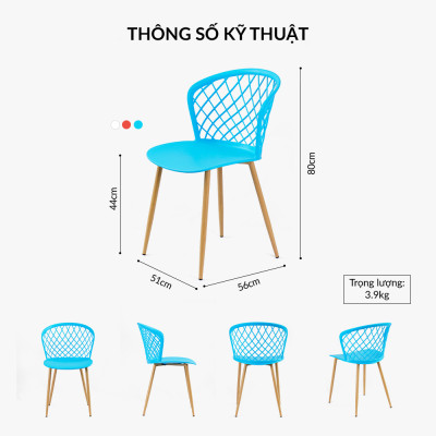 Ghế cafe mặt nhựa chân kim loại giả gỗ Carbo