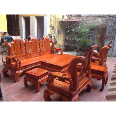 Bàn ghế gỗ phòng khách giả cổ tần thủy hoàng gỗ hương vân