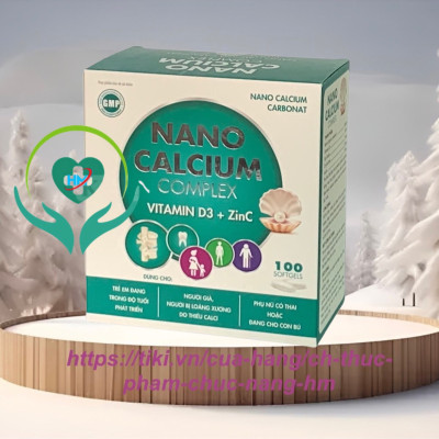 ￼Nano calcium complex Viên uống bổ sung canxi, Giúp Chắc Khỏe Xương, Phát Triển Hệ Xương, Giảm Loãng Xương (Hộp 100viên), vinaphar