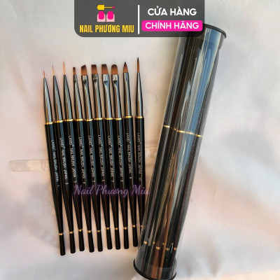 Set Cọ Nhật Vẽ Móng Lawei, Bộ 10 Cây Cọ Làm Nail Cao Cấp, Sợi Tổng Hợp, Từ 12.5cm Đến 19cm, Dành Cho Thợ Làm Nail