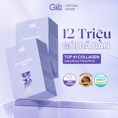 Combo 2 hộp Bột uống Collagen Gilaa Cao Cấp Kết Hợp Saffron (60 gói x 2)