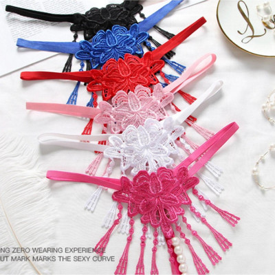 Quần lót nữ kết hoa đính kèm hạt lọt khe gợi cảm - Màu đen