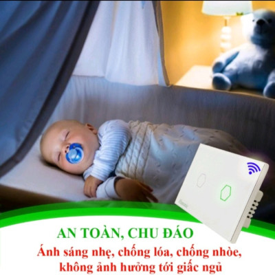 Công tắc 2,3,4 nút trắng âm tường cảm ứng, wifi cho Đèn, Quạt điều khiển từ xa qua điện thoại 500w/220V