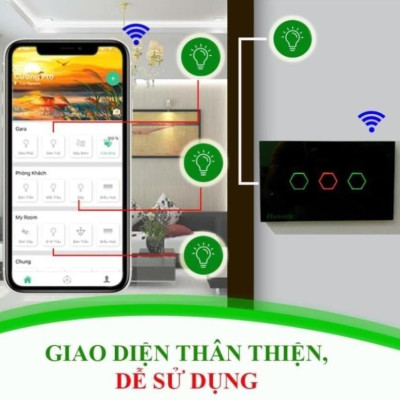 Công Tắc Wifi Hunonic Datic 4 Nút Ấn Chữ Nhật, Bật Tắt Từ Xa Trên Điện Thoại Và Ra Lệnh Giọng Nói