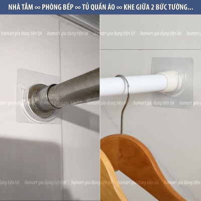 Móc Nửa Tròn Dán Tường Đỡ Thanh Ngang Treo Rèm Phòng Tắm Tủ Quần Áo Cố Định Giá Treo Đồ Đa Năng