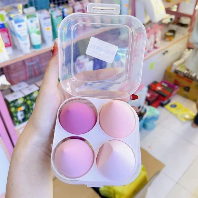 Set 4 bông mút trang điểm tán phấn kem nền mềm mại cute  hộp 4 cái 4 hình , vừa  rẻ vừa xinh dã man - Hàng chính hãng