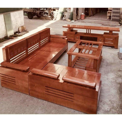 Bàn ghế phòng khách tay trứng góc to mặt nan