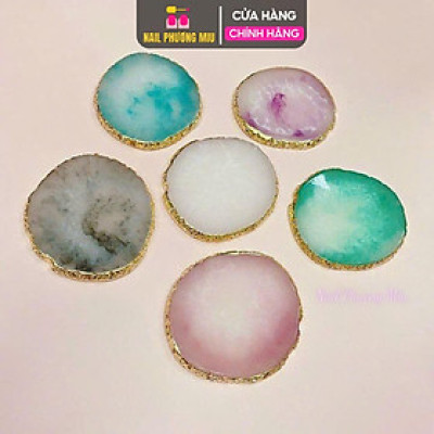 Khay Đá Pha Sơn Nhựa Cao Cấp, Đá Chụp Ảnh Nail, Đá Tán Bột Vẽ Gel, Miếng Pha Mực, 6 Màu Ngẫu Nhiên Làm Nail Tiện Lợi Nữ Women