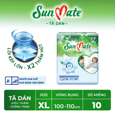 Combo 2 Tã Dán Người Lớn SunMate G2 Size XL10 (10 Miếng)