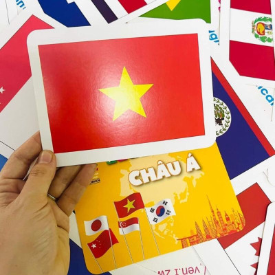 Thẻ Học Thông Minh - Flashcard Quốc Kỳ Các Nước Trên Thế Giới - 5 Châu Lục - (Song Ngữ Anh Việt) 180 Thẻ