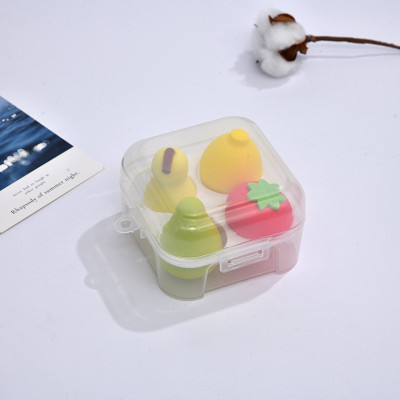 Sét hộp 4 món  tán phấn siêu mềm mại hình  trái cây ,giọt nước , có độ đàn hồi cao , dẻo ,không bị biến dạng ,nhiều màu sắc cute xinh xắn đáng yêu