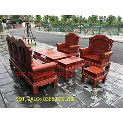 bộ bàn ghế phòng khách khổng tử gỗ hương đá