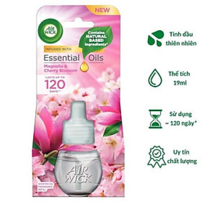 Chai tinh dầu cắm điện Air Wick Refill AWK2274 Magnolia & Cherry Blossom 19ml (Hương hoa mộc lan, hoa anh đào)
