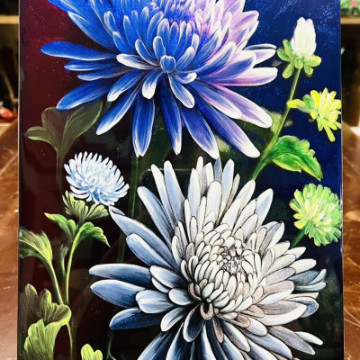 Tranh sơn mài - vẽ màu kết hợp dát vàng/ bạc Thanh Bình Lê, hàng xuất khẩu 20x30 cm