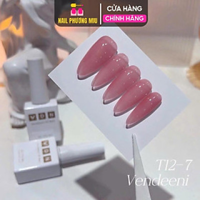 Sơn Gel Màu Thạch Hồng VENDEENI T12-7 Làm Nail Siêu Xinh, Đậm Mướt, Lên Màu Chuẩn, Bền Bóng Nữ Women