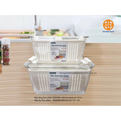 Hộp Nhựa Đựng Thực Phẩm 2 lớp để Tủ Lạnh Có Lỗ Thoát Nước Khóa Thoát Khí Dễ Dàng Bảo Quản Rau Củ