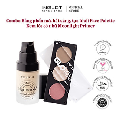 Bộ trang điểm má hồng, bắt sáng, tạo khối 3in1 Face Palette + Kem lót có nhũ Moonlight Primer - Inglot
