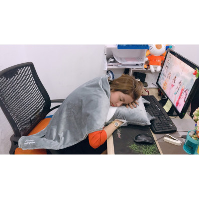 GỐI MỀN Phê Ngủ 3 Trong 1 - 4 Chiều Siêu Mịn Bộ Chăn Gối Văn Phòng Hàng Loại 1 Cao Cấp Gấu Xám Mền Mịn Thời Trang Thiết Kế Hiện Đại Xinh Xắn Độc Đáo Kiểu Dành Cho Nam Nữ