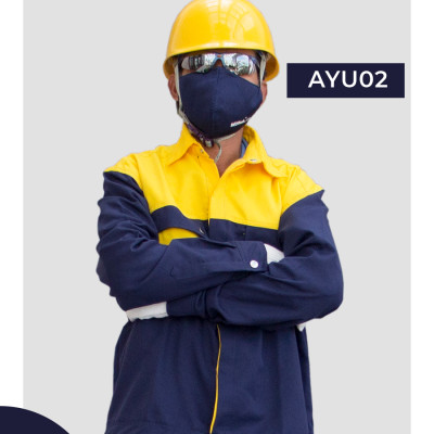 Bộ quần áo bảo hộ lao động, chất liệu kaki, màu cam phối, bền đẹp, chất lượng, thoáng mát AYU02