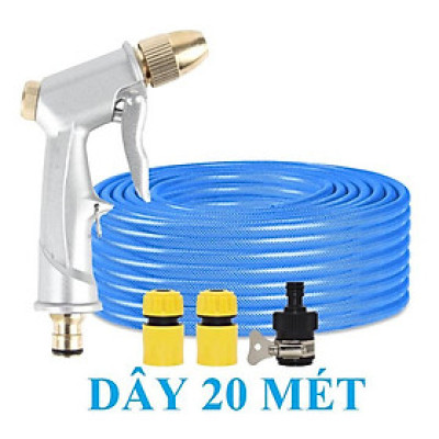 Vòi Xịt Rửa Xe️ Bộ dây vòi xịt nước rửa xe, tưới cây , tăng áp 3 lần, loại 20m 206701 đầu đồng