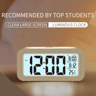 [Hàng chính hãƞg] Đồng Hồ Báo Thức Điện Tử Để Bàn Màn Hình LCD Đa Chức Năng Thời Gian Lịch Báo Thức Nhiệt Độ Decor Decor Phòng Trang trí nhà (tặng kèm pin)