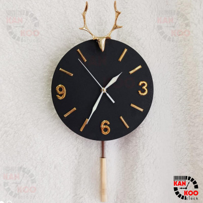 Đồng Hồ Treo Tường Nghệ Thuật  KIM TRÔI Quả Lắc -Hình Đầu Hươu (Nai) kim dạ quang phát sáng vào ban đêm