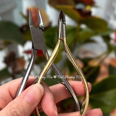 Combo Kìm Lấy Khóe Mũi Dài Nhọn 1.5cm + Kềm Nhặt cắt Da Bán Nguyệt Mạ Vàng - Dụng Cụ Chăm Sóc Nail Chuyên Nghiệp Chà Gót Chân