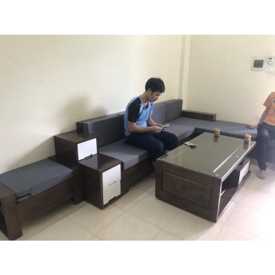 Bộ bàn ghế góc ngăn kéo gỗ sồi