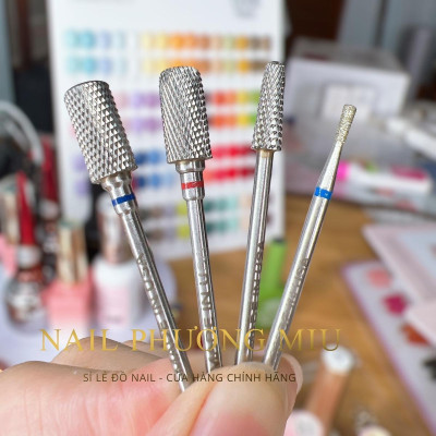 Combo 4 Đầu Mài Titan Đúc Đặc Bo Viền Làm Nail, Mài Mịn Phá Bột Gel Mài Chân Móng Khoé Da Không Nóng