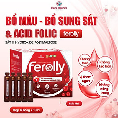 (Mẫu mới) Ống Uống Ferolly Dân Khang Bổ Sung Sắt, Cải Thiện Tình Trạng Thiếu Máu Cho Mẹ Bầu Và Em Bé
