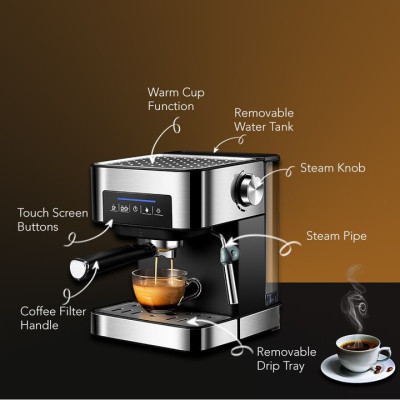 Máy pha cà phê Espresso phiên bản cao cấp thương hiệu BioloMix CM6863 - HÀNG NHẬP KHẨU