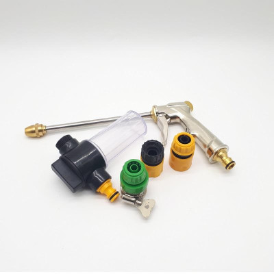 Bộ vòi xịt nước tưới cây, Rửa xe BTD-5205 vòi súng đồng VOI-17 kèm bình xà phòng - màu ngẫu nhiên