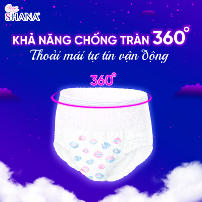 Combo 6 gói Băng Vệ Sinh Quần Peppy Shana Ngày Đêm Siêu Thấm, Freesize, Chống Tràn Tối Đa, Tiết Kiệm 
