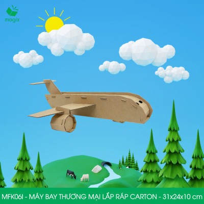 MFK06I - Máy bay thương mại carton - 31x24x10cm - Đồ chơi lắp ráp mô hình từ bìa carton cứng cao cấp