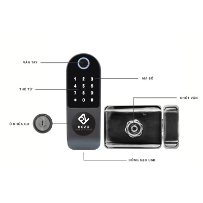 Khóa vân tay wifi thẻ từ Bozo B221 