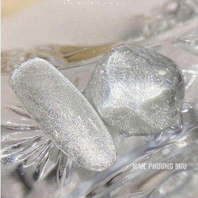 Sơn Mắt Mèo Kim Cương Ánh Trắng Bạc QINGYOU Siêu Sáng Cao Cấp Làm Nail Không Ánh Đen, Nhũ Sáng Mịn