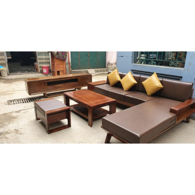 Bộ bàn ghế góc ngăn kéo gỗ sồi