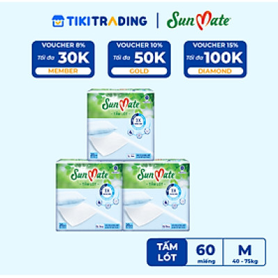 Combo 3 Tấm lót SunMate cải tiến mới 20 miếng/gói size M (45 x 70cm)