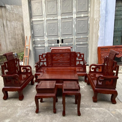 Bàn Ghế Sơn Thủy Gỗ Hương Đá