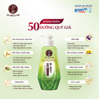 Dầu xả ngăn rụng tóc, dưỡng tóc 50 Megumi Hair Fall Control Conditioner