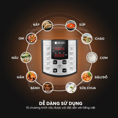 Nồi áp suất điện đa năng Elmich 6L PCE 1809OL - Hàng Chính Hãng