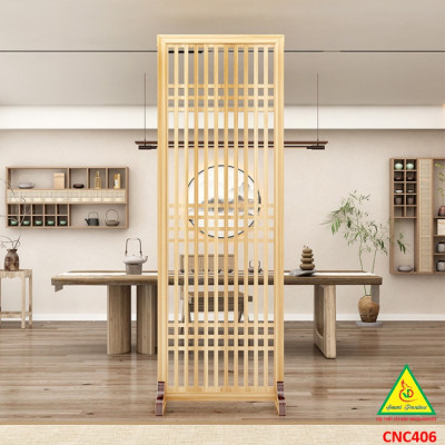 Vách ngăn phòng khách, vách ngăn tủ kệ bằng gỗ CNC406 - Nội thất lắp ráp Viendong adv