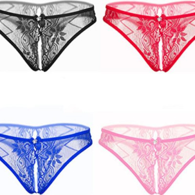 Quần lót nữ lọt khe ren phối hoa hở mông hở đũng - 1 cái màu đen
