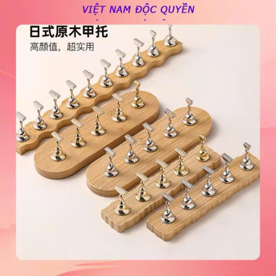 Đế Móng Mẫu Bằng Gỗ Hình Oval Dài 13cm Màu Vàng Kèm 5 Chân Gắn Móng Giả Nailbox Dày Đẹp Làm Nail Tiện Lợi, Đế Gỗ Dày Đẹp Gắn Nam Châm