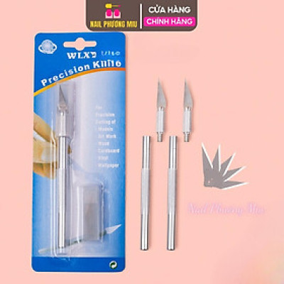 Dao Cắt Bột Nail Inox Không Gỉ, Siêu Bền, Tạo Form Móng Chuyên Nghiệp, Tặng Kèm 5 Lưỡi Dao Thay Thế Nail Phương Miu